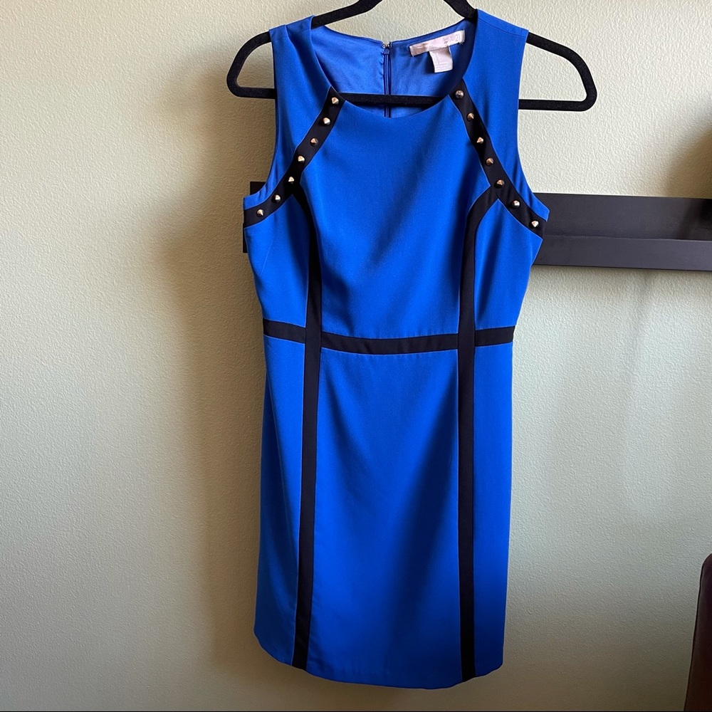 Love21 sleeveless blue sheath dress w/ gold studs